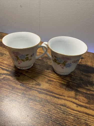 Vintage Set Of 12 China Garden Teacup & Saucer Plate - Floral Gold Rim - Picture 12 of 18