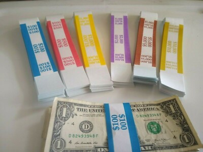 90 Self -Sealing Currency Straps/Bands $100 $500 $1000 $2000 $5000 ...