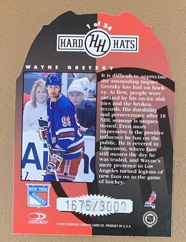 1997-98 Donruss Studio Hard Hats /3000 Wayne Gretzky #1 HOF - Picture 2 of 2