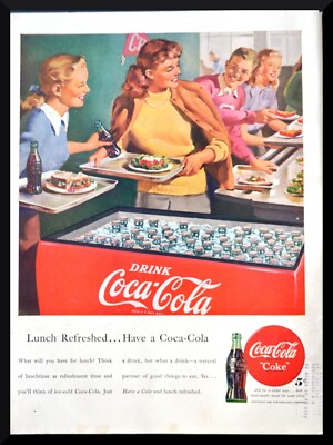 1948 Coca Cola Vintage PRINT AD Refrigerator Lunch at the