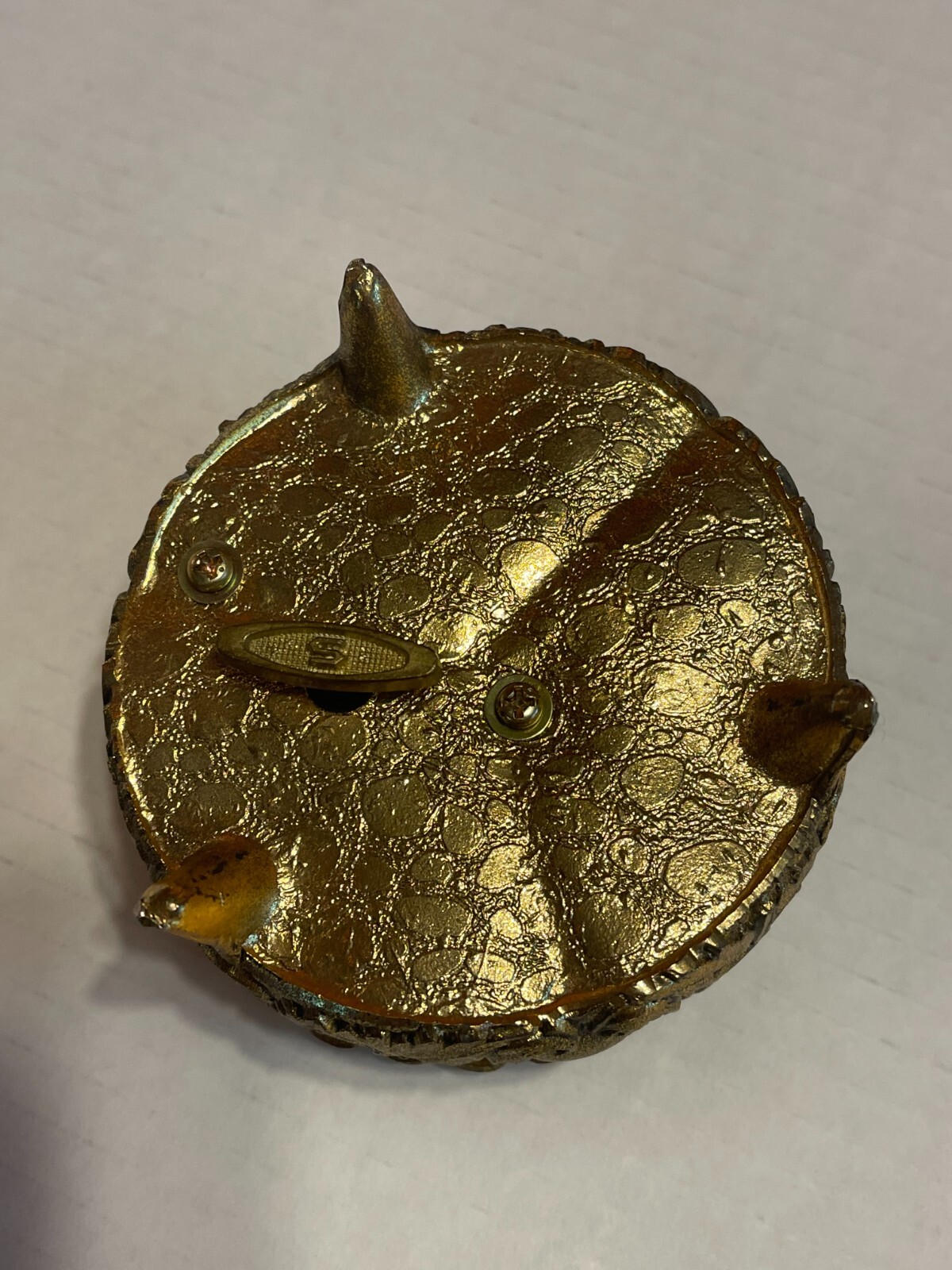 VTG SANKYO MUSIC BOX SONG “FEELINGS” Gold Tone Metal Faux Marble plaque