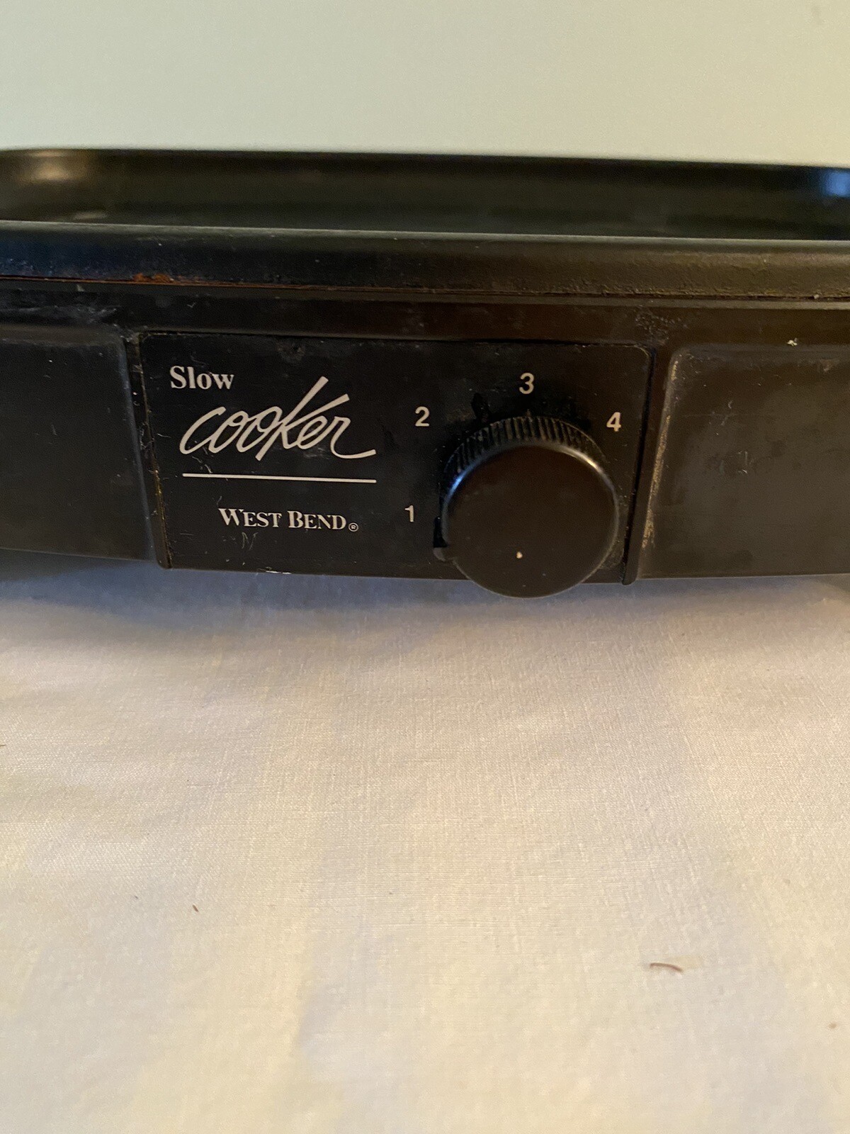 Vtg West Bend Slow Cooker 4 Qt Cream Blue Smoke Glass Non Stick