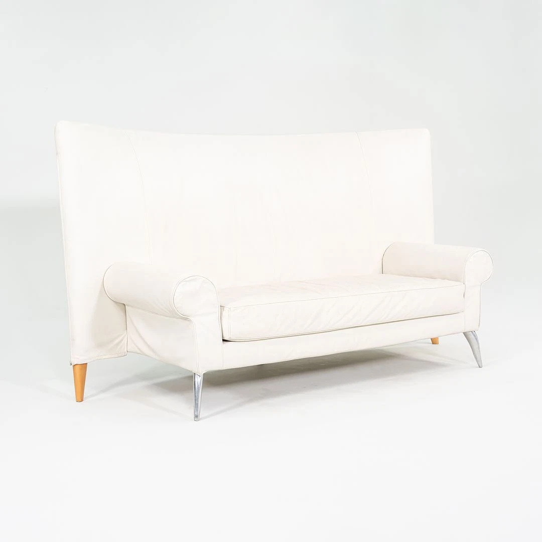 2000s Philippe Starck for Driade Aleph White Leather Royalton Three Seat Sofa
