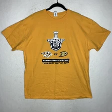 NHL Men's T Shirt Size XL Stanely Cup Playoffs Predators 2017 Yellow Sports