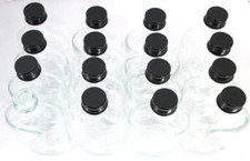Lot of 16 - 200 Ml - Glass Flask Bottles with Black Tamper Evident Cap
