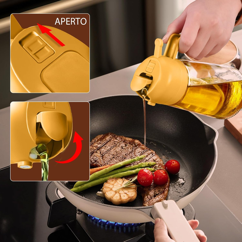 Spruzzino Olio per Friggitrice Aria 2 in 1, 470 Ml Dosatore Bottiglia E Oliera S - Foto 7 di 12