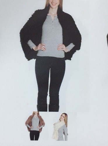 NEW Black Knit & fur wrap with Arm holes Outerwear Shawl Stole Shrug Scarf Warm - 第 8/8 張圖片
