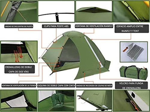 Clostnature Lightweight 2-Person Backpacking Tent - 4 Season Ultralight 