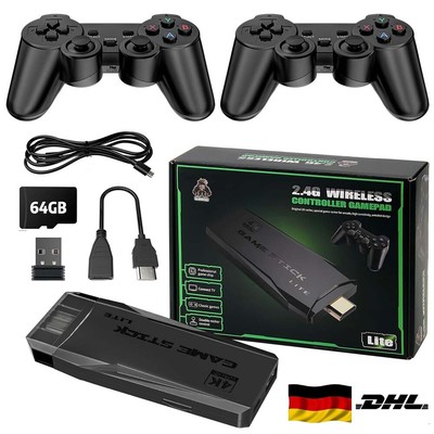 4K HD Videospielkonsole Retro Spielkonsole 20000+Spiele TV Stick 64GB+2 Gamepad