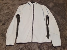 Columbia Womens Large Full Zip Hoodie Jacket Fleece Light Blue Gray See Pic