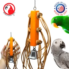 Bonka Bird Toys 2581 Leather Tassel Preen Pull Tug Parrot Cage Toy