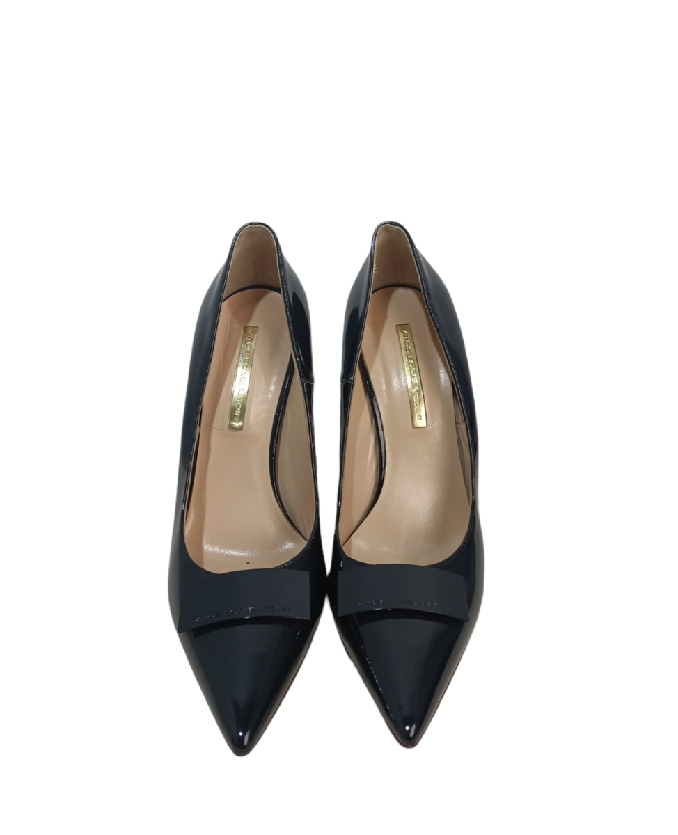 Atos Lombardini Black Patent Leather Pumps Women's Designer Heels