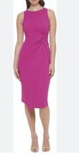 GUESS Women's Twist Front Scuba Crepe Sheath Dress Purple Size Medium
