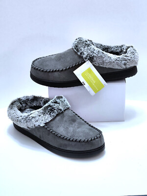 Memory Foam Slippers Faux Fur Trim Fuzzy Cozy W Sz XL/11-12 or Unisex UltraIdeas