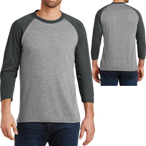 Mens Raglan Tri Blend 3/4 Sleeve Baseball T-Shirt Plain Tee S-XL 2XL,3XL,4XL NEW - Picture 2 of 8