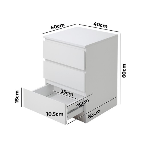 Oikiture Bedside Table 3 Drawers Side Tables Storage Cabinet Nightstand - Picture 8 of 39