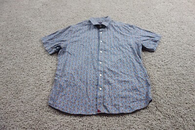 UNTUCKit Shirt Mens XL Blue Button Up Floral Short Sleeve Miles Twill