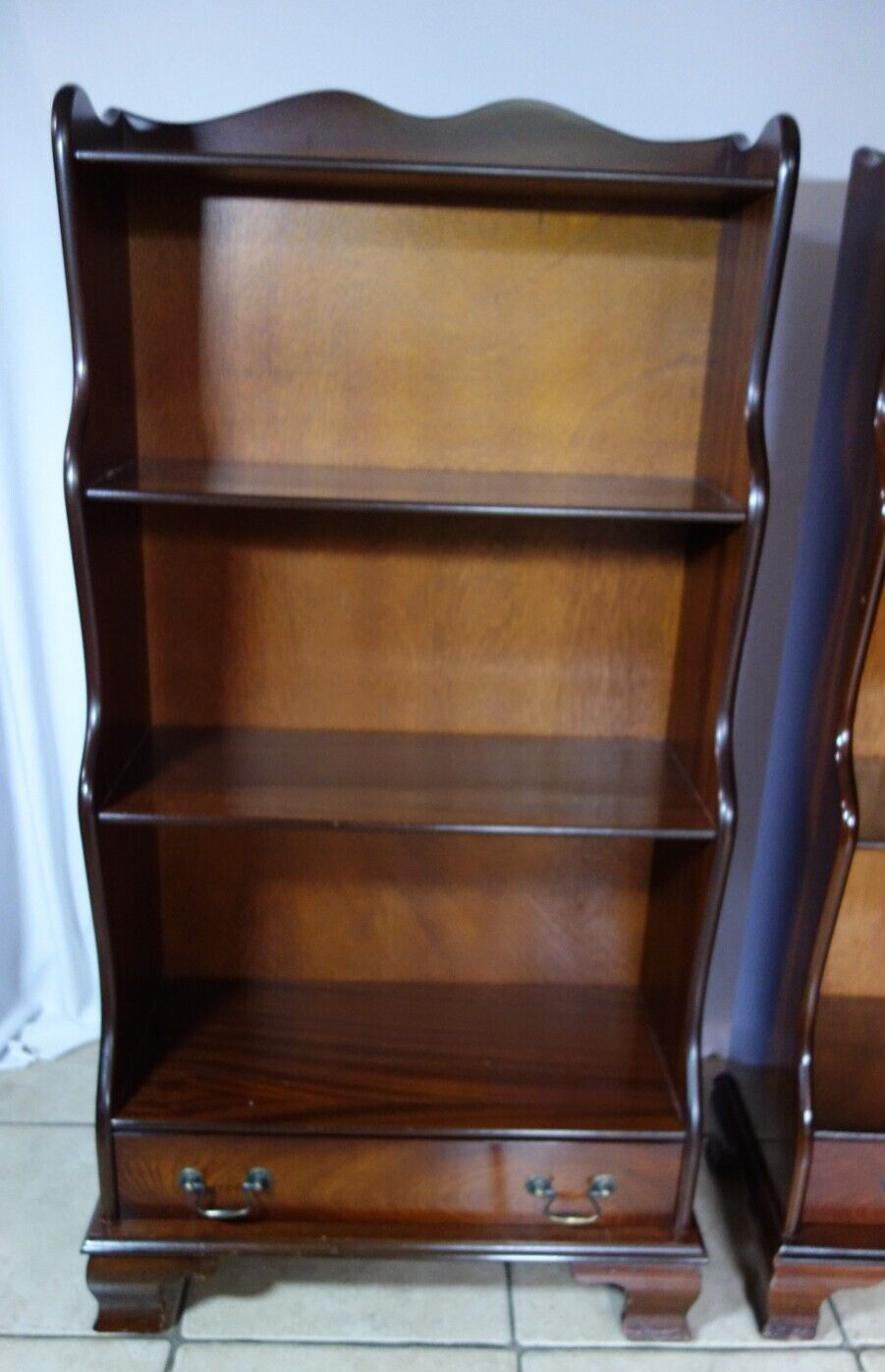 A Pair of Victorian Style Mahogany Waterfall Bookcases eBay
