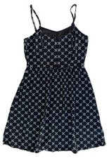 H&M Divided Women's Mini Dress Sleeveless Cross Print Zip 100%Viscose Sz 4 Black