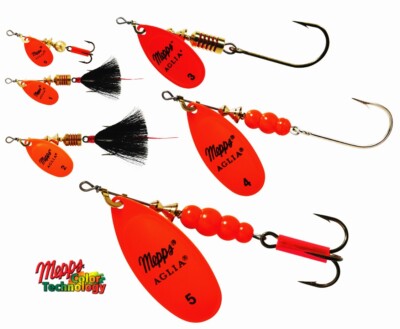 Mepps Aglia Hot Orange Blade Spinner Fishing Lure - Choice of Qty, Size & Weight