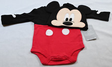 Disney Infant MICKEY MOUSE One Piece Snap Outfit LS W/Hat 0-3 Months VHTF