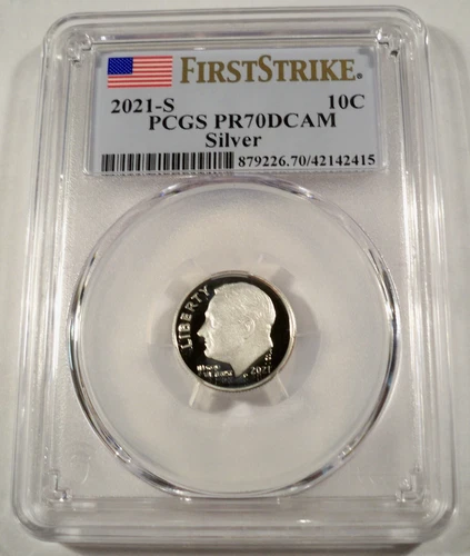 2021-S 10c SILVER PCGS PR70DCAM ROOSEVELT DIME FIRST STRIKE PROOF DEEP CAMEO