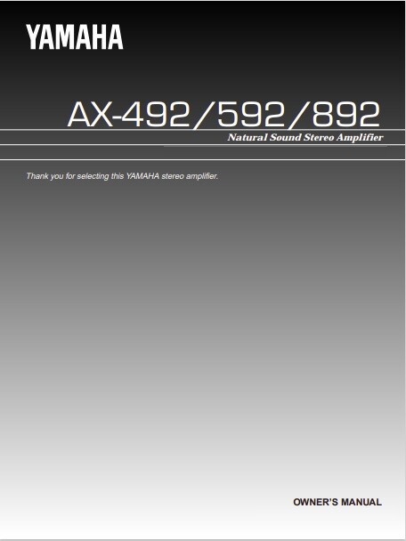 Yamaha AX-492 592 892 Amplifier User Manual and Operating Instructions