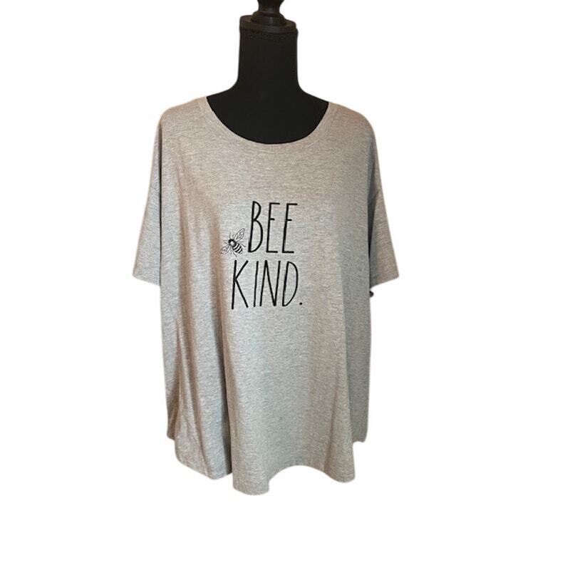 Rae Dunn Women's Gray Tshirt Bee Kind Size 3x Comfort Short Sleeve Casual