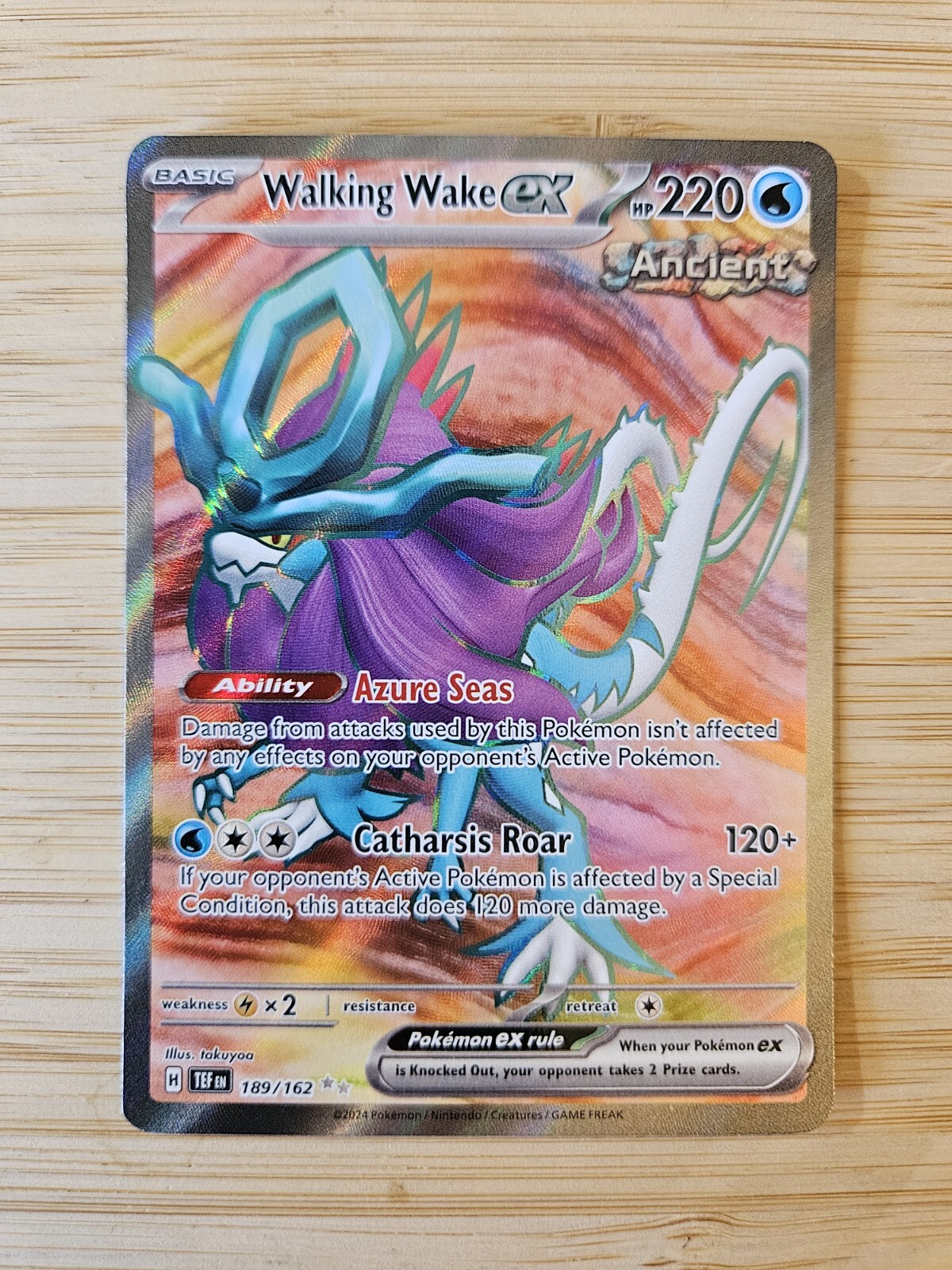 Walking Wake ex 189/162 Temporal Forces (TEF) NM Full Art Pokemon Card