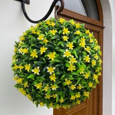 Best Artificial Yellow Lily Topiary Hanging Garden Basket Flower Balls UV Stable