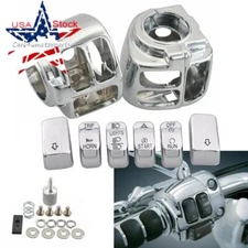 Handlebar Control Switch Housing Chrome Caps For Harley Softail Fat Boy Slim FLS