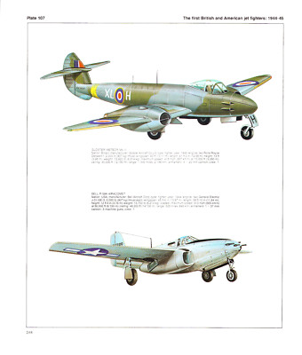 1980 VINTAGE PRINT 1944 1945 UK US Jet Fighter Gloster Meteor Bell Airacomet