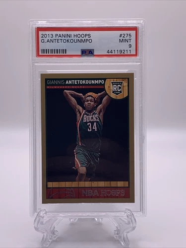 Giannis Antetokounmpo 2013-14 Panini NBA Hoops GOLD Rookie RC #275 PSA 9 Bucks