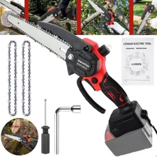 Cordless Pole Saw 8" Mini Chainsaw w/2 Chains Handheld For Milwaukee 18V