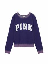 VICTORIA'S SECRET Pink Fleece Boyfriend Crew Sweatshirt Purple XS