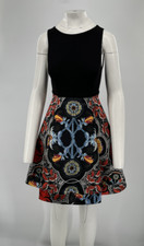 Alice+Olivia Black Sleeveless Fit+Flare Floral Print Bottom Dress sz 0 