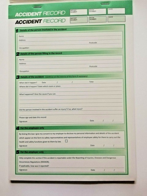 A4 First Aid Accident Book GDPR Compliant 50 Page Report Form RIDDOR ...