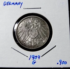 1909 G German One Mark - World Germany Coin