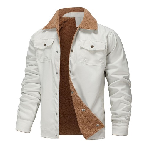 Cappotto Giacca Cappotto Foderato Pile Cargo Camionsta Collare Sherpa Uomo Outwear! Pelliccia calda - Foto 8 di 12