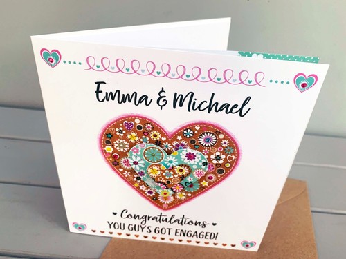 Engagement card personalised, ENGAGEMENT greetings cards, special heart cards - Picture 9 of 9