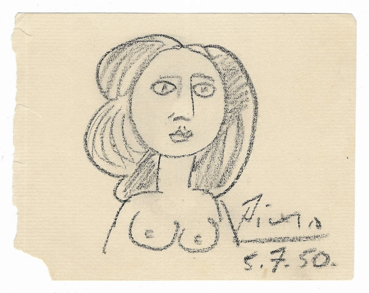 Small signed Picasso Pencil sketch 5.7.50 eBay
