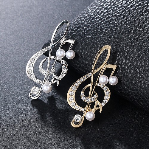Musiknote Kristall Strass Brosche Anzug Hemd Kragen Pin Hochzeit Schmuck - Bild 10 von 58