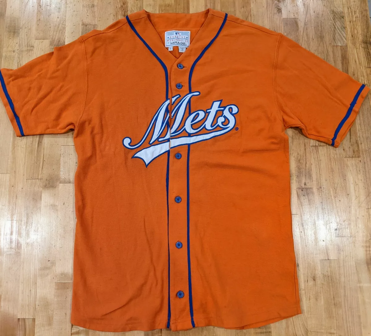 Rare Vintage Orange Mirage MLB New York NY Mets Jersey Men's Size Large