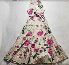 New women's 6 Vineyard Vines x Kentucky Derby tiered maxi floral dress