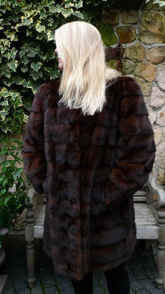 exklusive Nerzjacke Nerzmantel Pelzmantel Quer Nerz Fur Pelzjacke Gr 40-44 - Bild 4 von 4