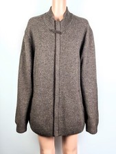 Tasso Elba 100 Lambswool Men's Brown Full Zip Cardigan/Sweater size XL 