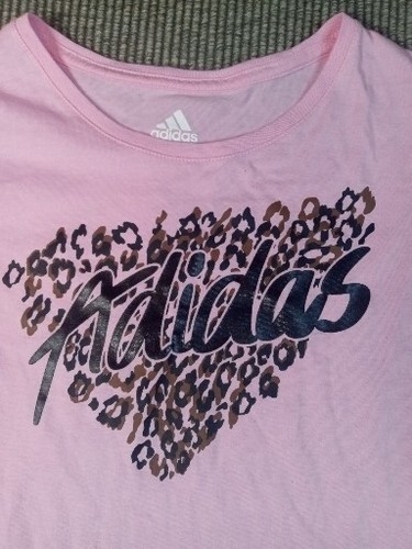 Adidas Girls Pink Short Sleeve Shirt Size Large Tub 18 - Picture 4 of 7
