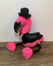Vintage 15" Flamingo Stuffed Plush Red Bow Tie Top Hat Tuxedo Cloud 9