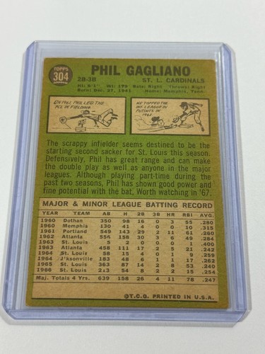 1967 Topps Set-Break #304 Phil Gagliano - Picture 2 of 2