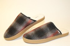 TOMS Red Abstract Plaid Harbor Slippers Mens Size 9 NEW Cozy Mule Shoes 10018706